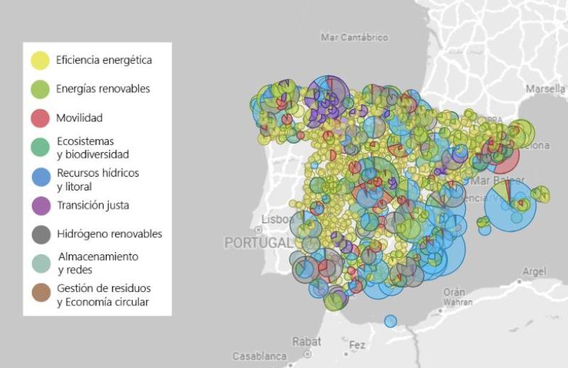 El MITECO publica un mapa de los proyectos 
financiados con el Plan de Recuperación
